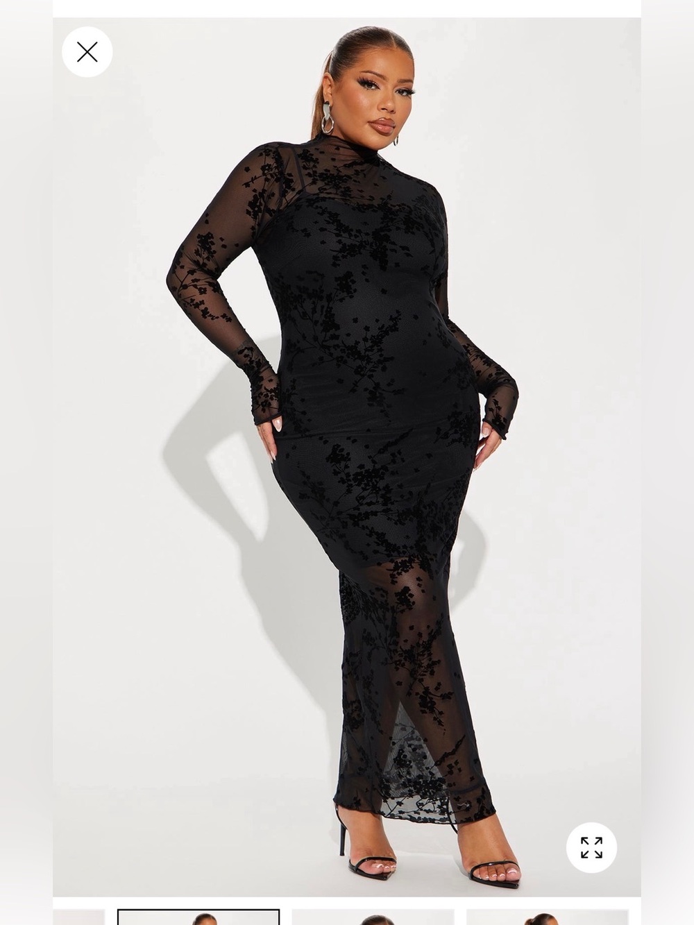 Fashion Nova Black Floral Mesh Maxi Skirt
